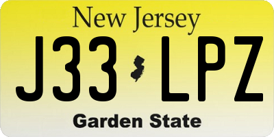 NJ license plate J33LPZ