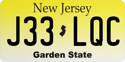 NJ license plate J33LQC