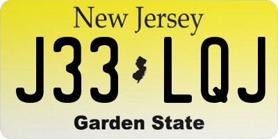 NJ license plate J33LQJ