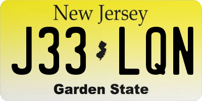 NJ license plate J33LQN