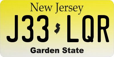 NJ license plate J33LQR