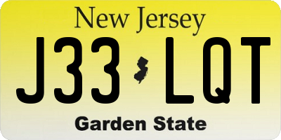 NJ license plate J33LQT