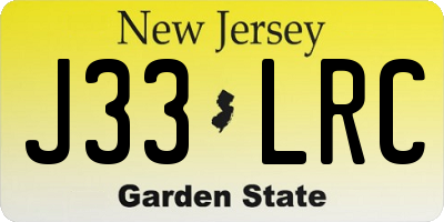 NJ license plate J33LRC