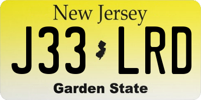 NJ license plate J33LRD