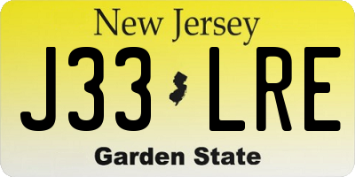 NJ license plate J33LRE