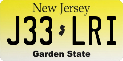 NJ license plate J33LRI