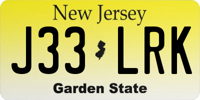 NJ license plate J33LRK