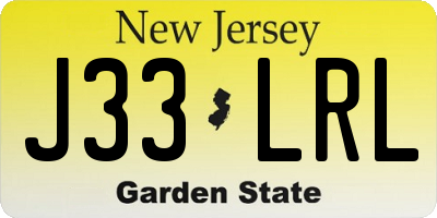NJ license plate J33LRL