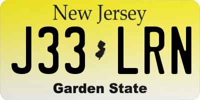 NJ license plate J33LRN