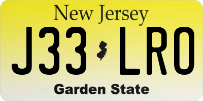 NJ license plate J33LRO