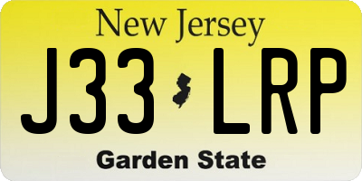 NJ license plate J33LRP