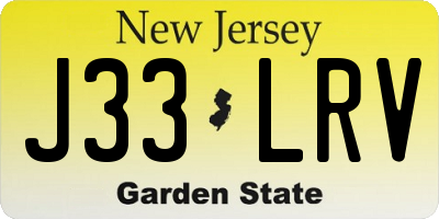NJ license plate J33LRV