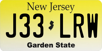 NJ license plate J33LRW