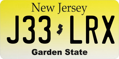 NJ license plate J33LRX