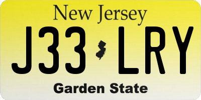 NJ license plate J33LRY