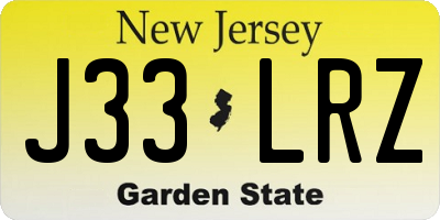NJ license plate J33LRZ