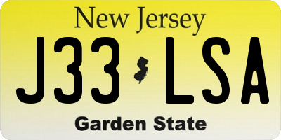 NJ license plate J33LSA