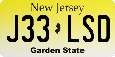 NJ license plate J33LSD