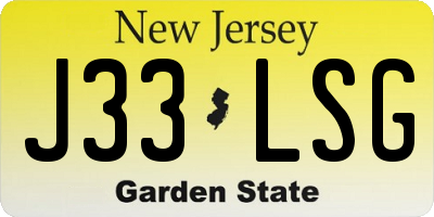 NJ license plate J33LSG