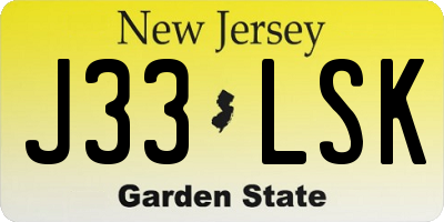 NJ license plate J33LSK