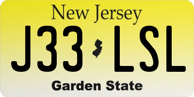 NJ license plate J33LSL