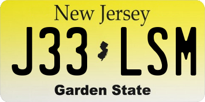 NJ license plate J33LSM