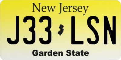 NJ license plate J33LSN