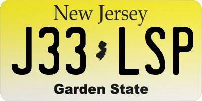 NJ license plate J33LSP