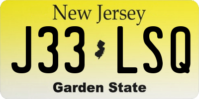 NJ license plate J33LSQ