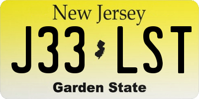 NJ license plate J33LST