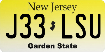 NJ license plate J33LSU