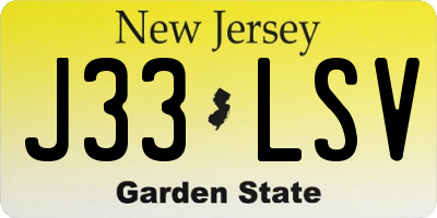 NJ license plate J33LSV