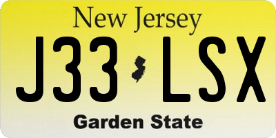 NJ license plate J33LSX