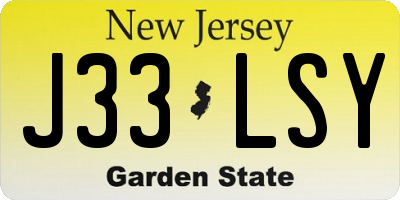 NJ license plate J33LSY