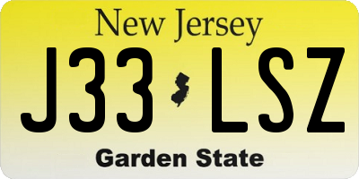 NJ license plate J33LSZ