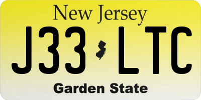 NJ license plate J33LTC