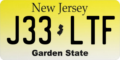 NJ license plate J33LTF