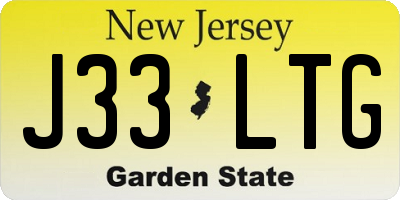 NJ license plate J33LTG