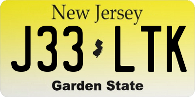 NJ license plate J33LTK