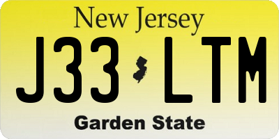 NJ license plate J33LTM