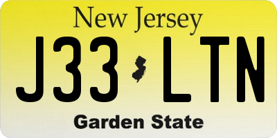 NJ license plate J33LTN