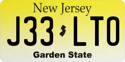 NJ license plate J33LTO
