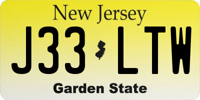 NJ license plate J33LTW