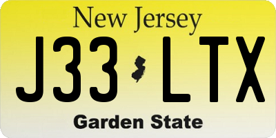 NJ license plate J33LTX