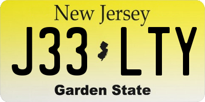 NJ license plate J33LTY