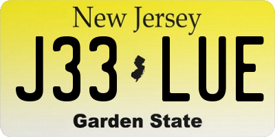NJ license plate J33LUE