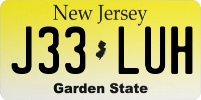 NJ license plate J33LUH