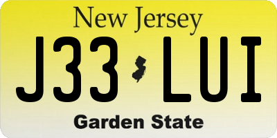 NJ license plate J33LUI