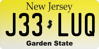 NJ license plate J33LUQ