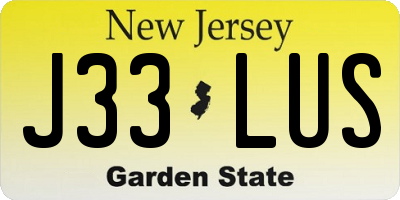 NJ license plate J33LUS